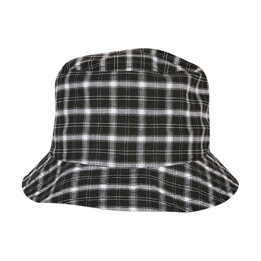 Black-Grey - Front - Flexfit Unisex Adult Checked Bucket Hat
