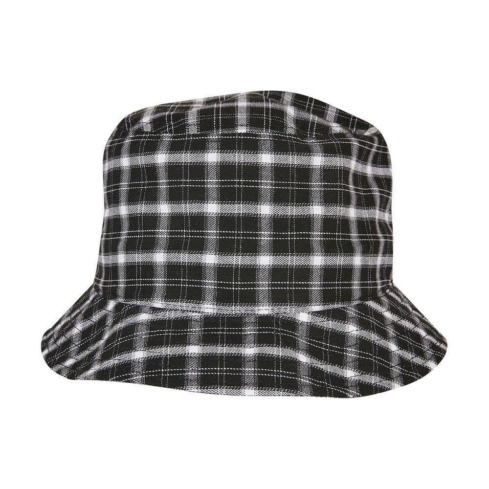 Black-Grey - Front - Flexfit Unisex Adult Checked Bucket Hat