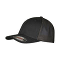 Black - Front - Flexfit Unisex Adult Mesh Recycled Trucker Cap