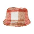 White Sand-Toffee - Front - Flexfit Unisex Adult Checked Sherpa Bucket Hat