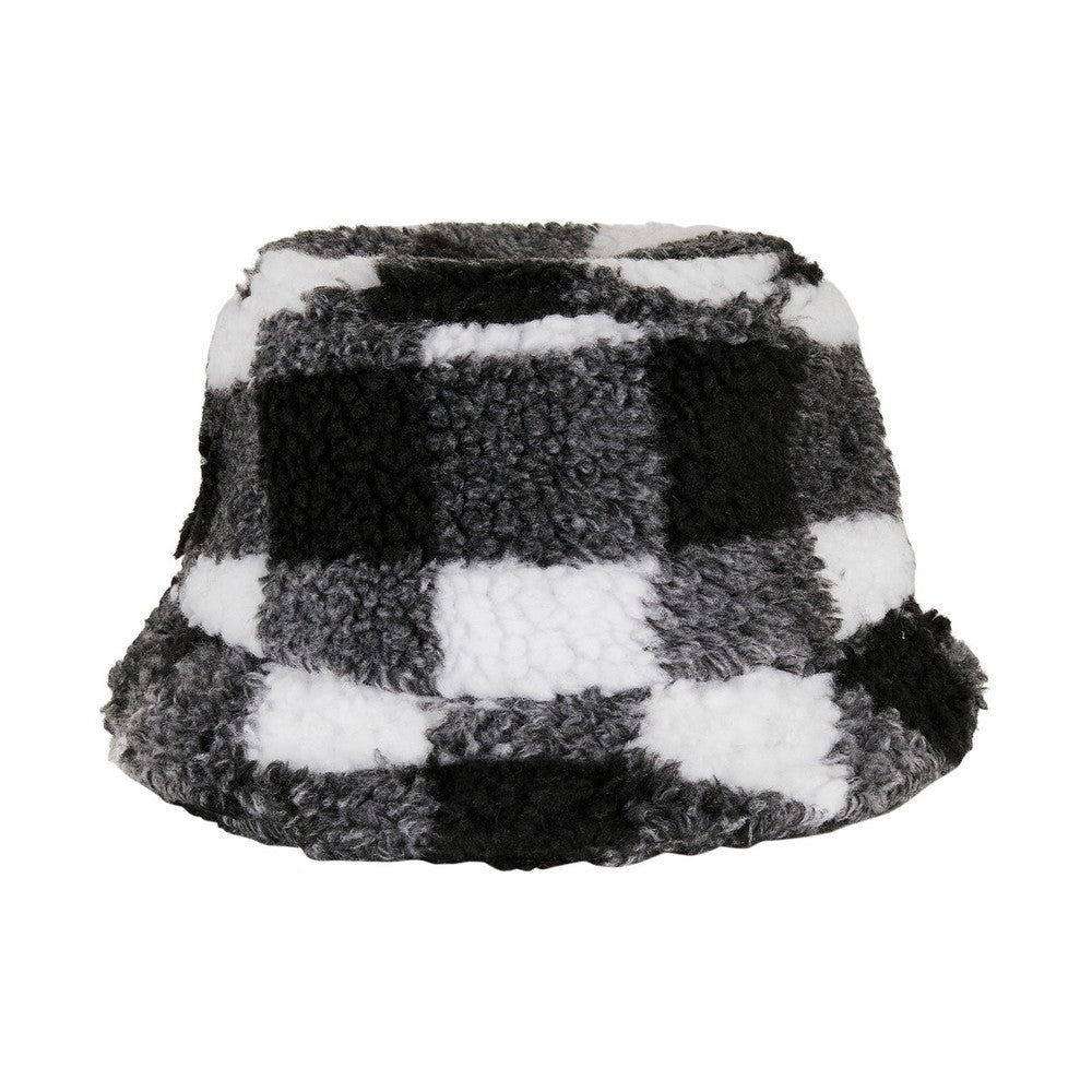 White-Black - Front - Flexfit Unisex Adult Checked Sherpa Bucket Hat