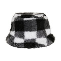 White-Black - Front - Flexfit Unisex Adult Checked Sherpa Bucket Hat