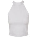 White - Front - Build Your Brand Womens-Ladies Turtle Neck Short Tank Top