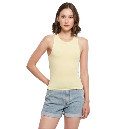 Soft Yellow - Side - Build Your Brand Womens-Ladies Racerback Tank Top