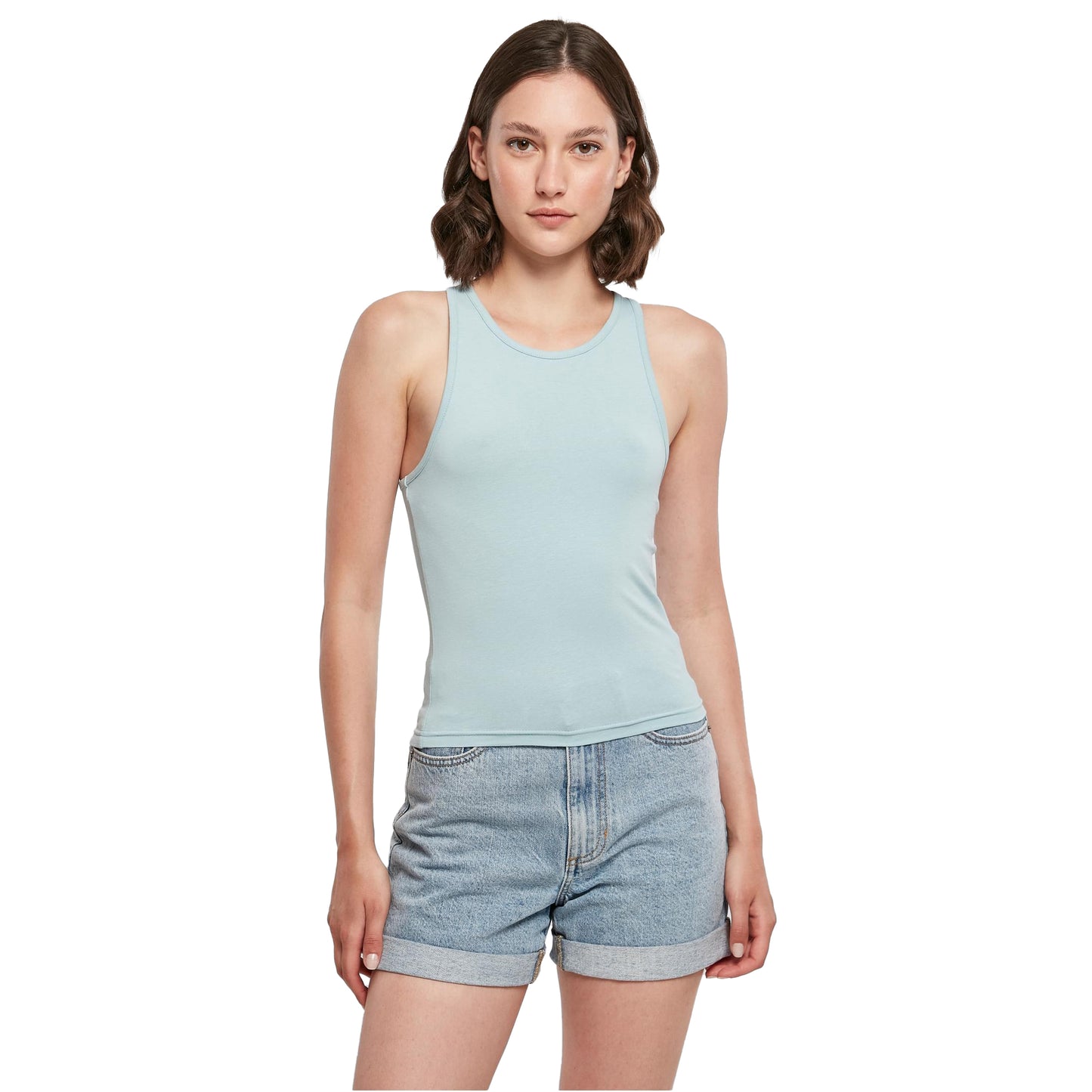 Ocean Blue - Side - Build Your Brand Womens-Ladies Racerback Tank Top