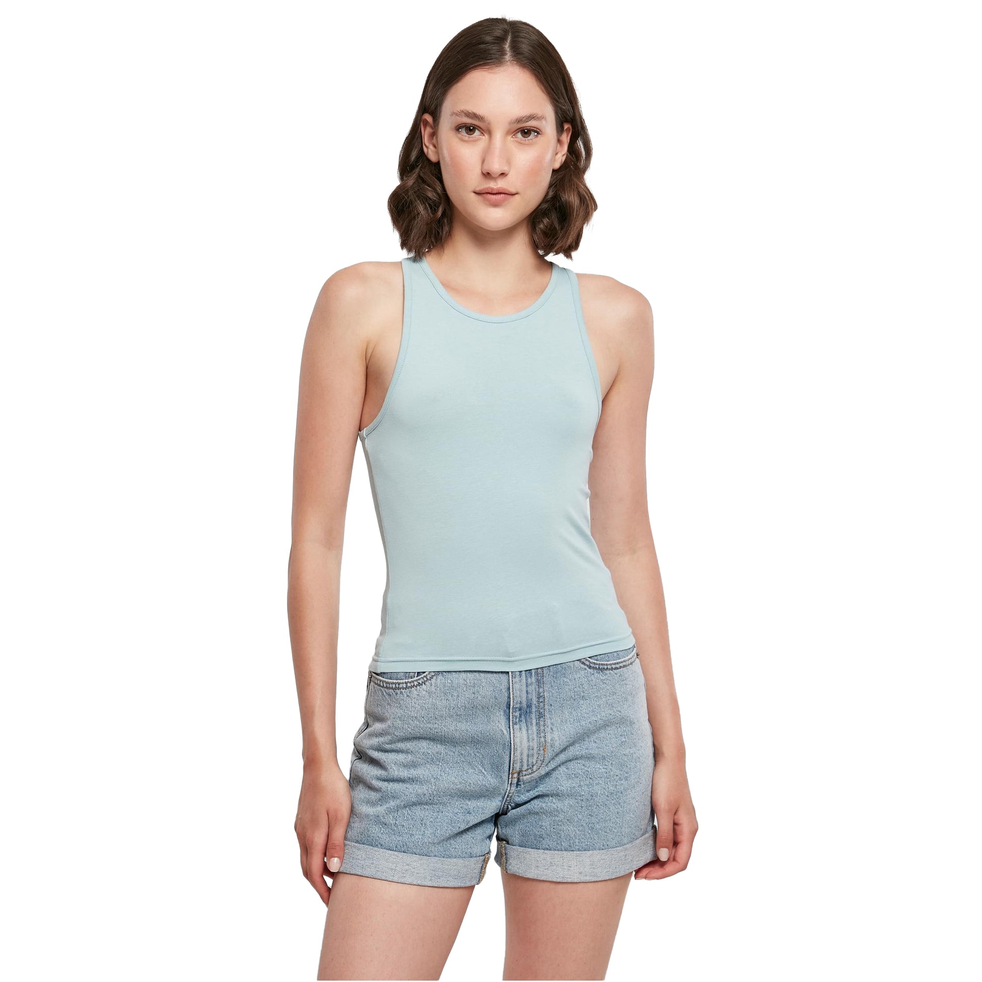 Ocean Blue - Side - Build Your Brand Womens-Ladies Racerback Tank Top