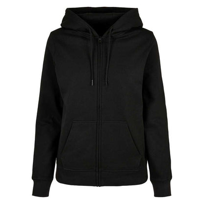 Black - Front - Build Your Brand Womens-Ladies Basic Full Zip Hoodie