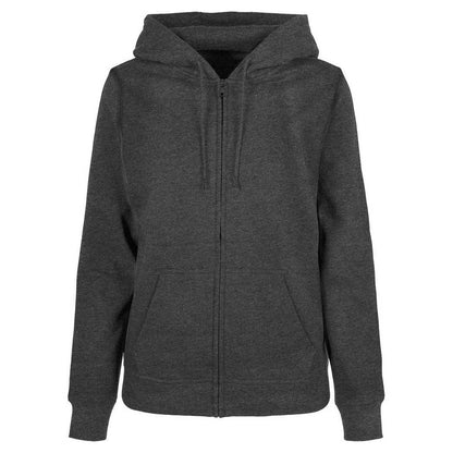 Charcoal - Front - Build Your Brand Womens-Ladies Basic Full Zip Hoodie