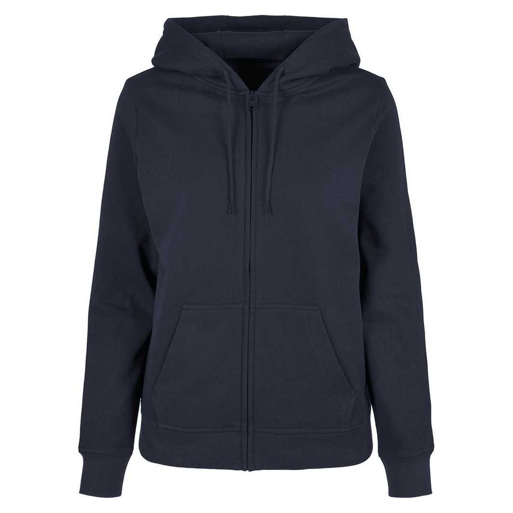 Navy - Front - Build Your Brand Womens-Ladies Basic Full Zip Hoodie