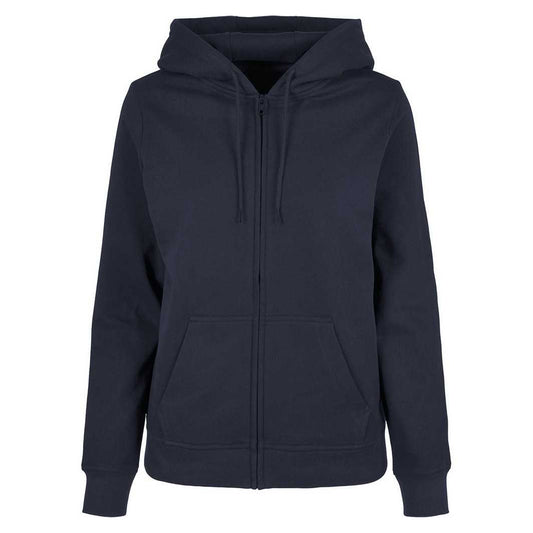 Navy - Front - Build Your Brand Womens-Ladies Basic Full Zip Hoodie