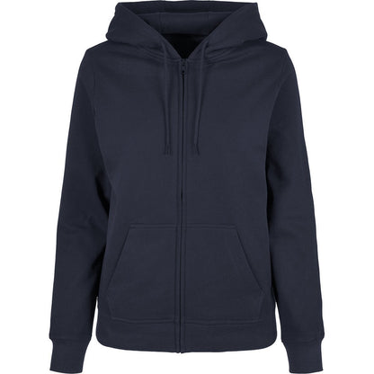 Navy - Front - Build Your Brand Womens-Ladies Basic Full Zip Hoodie