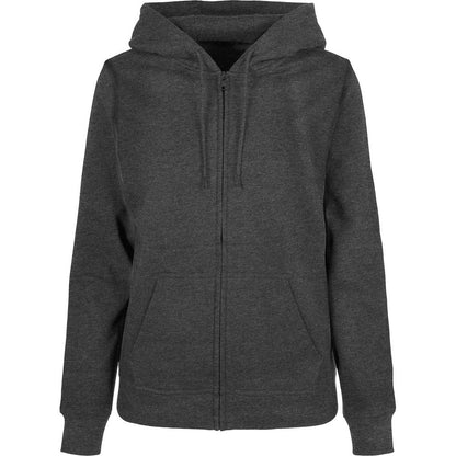 Charcoal - Front - Build Your Brand Womens-Ladies Basic Full Zip Hoodie