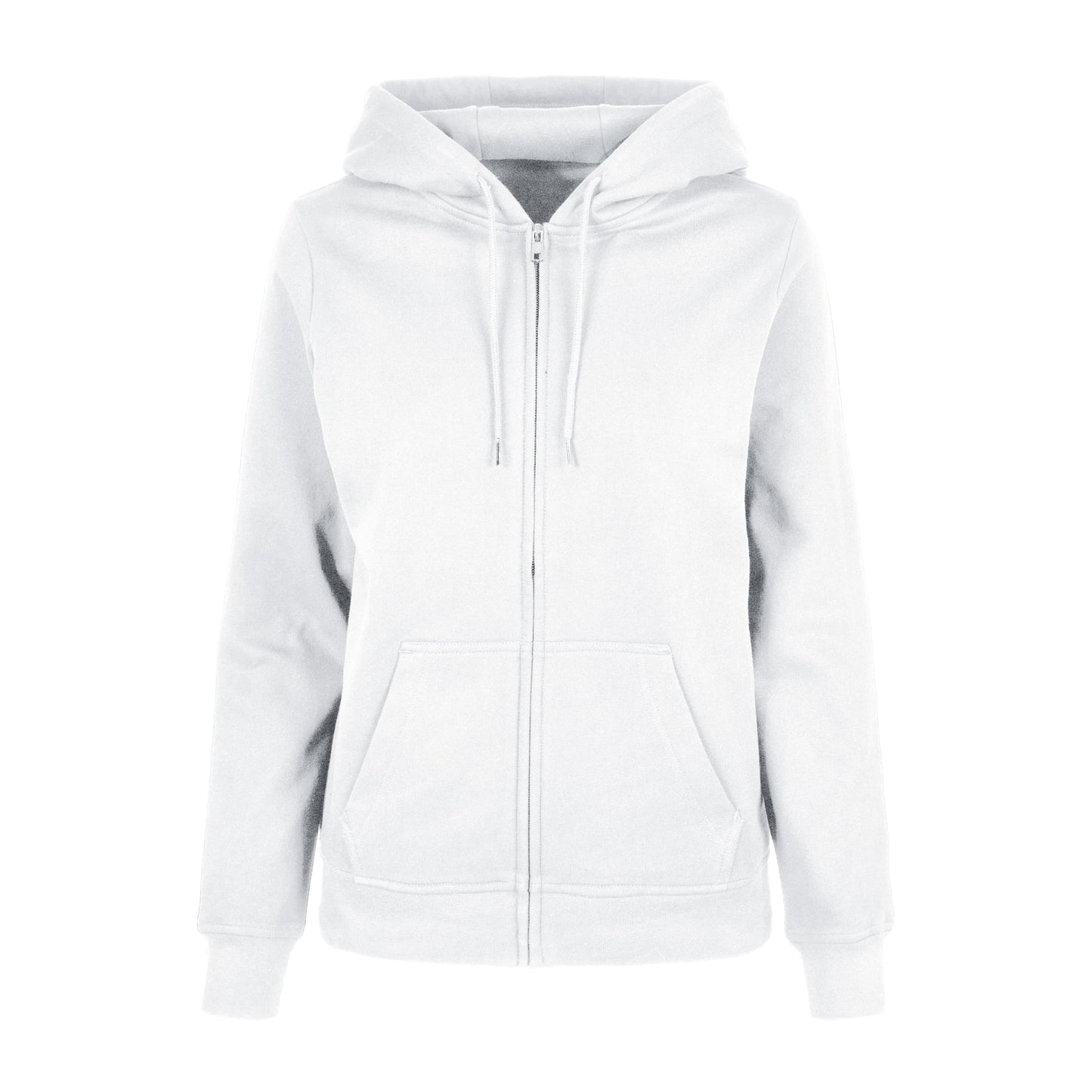 White - Front - Build Your Brand Womens-Ladies Basic Full Zip Hoodie