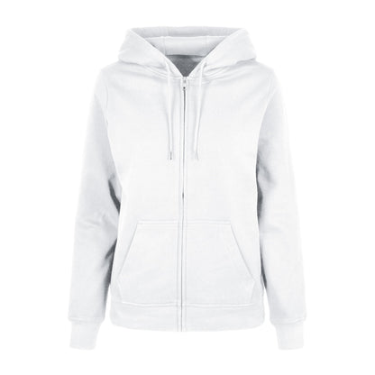 White - Front - Build Your Brand Womens-Ladies Basic Full Zip Hoodie