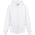 White - Front - Build Your Brand Childrens-Kids Basic Organic Full Zip Hoodie