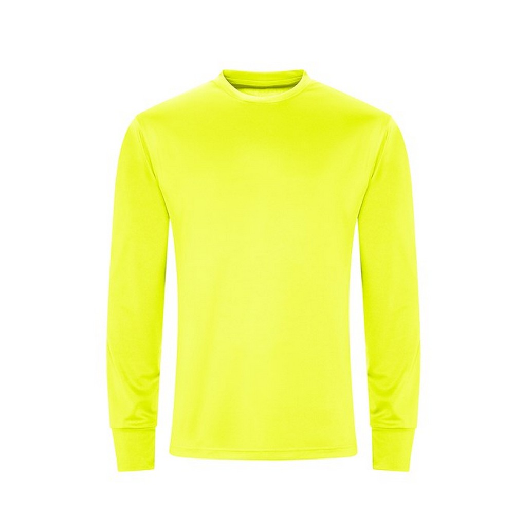 Electric Yellow - Front - AWDis Cool Mens Long-Sleeved Active T-Shirt