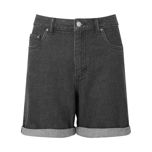 Black - Front - Wombat Womens-Ladies Denim Shorts