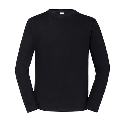 Black - Front - Fruit of the Loom Mens Iconic 195 Premium Ringspun Cotton Long-Sleeved T-Shirt