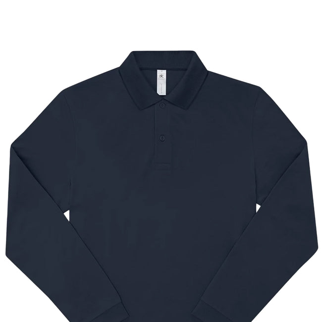 Navy - Back - B&C Mens My Long-Sleeved Polo Shirt