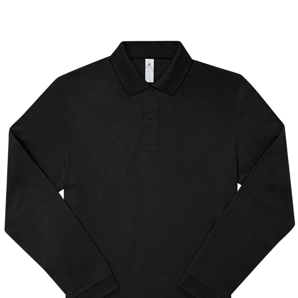 Black - Back - B&C Mens My Long-Sleeved Polo Shirt