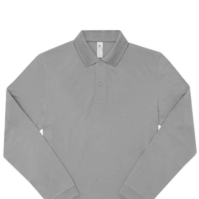 Sports Grey - Back - B&C Mens My Long-Sleeved Polo Shirt