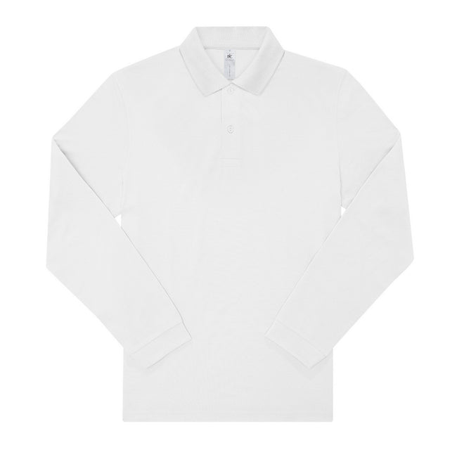 White - Front - B&C Mens My Long-Sleeved Polo Shirt