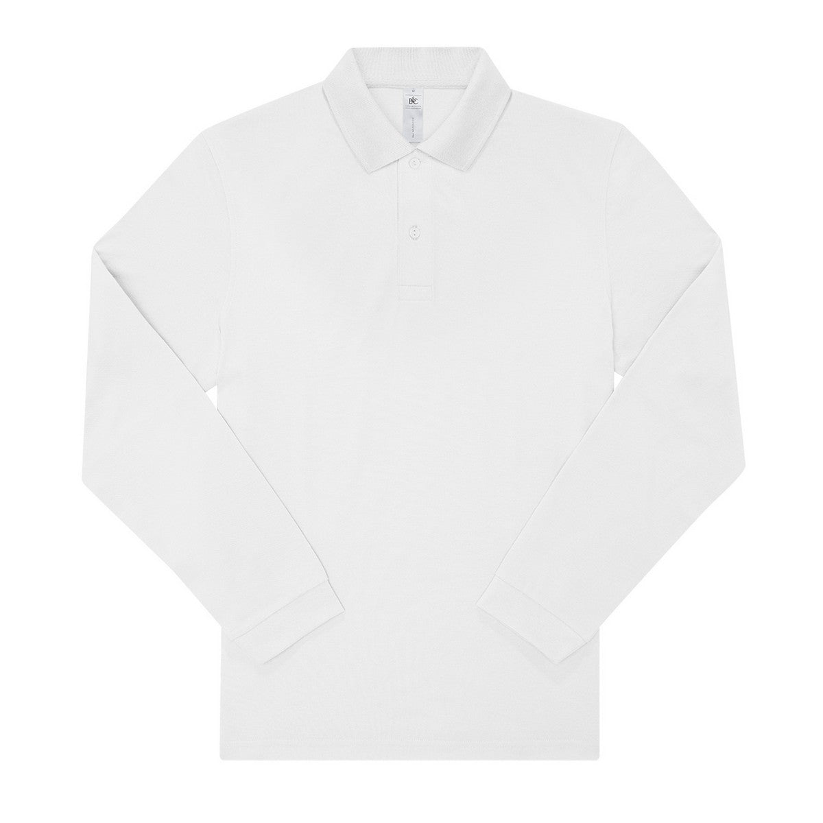 White - Front - B&C Mens My Long-Sleeved Polo Shirt