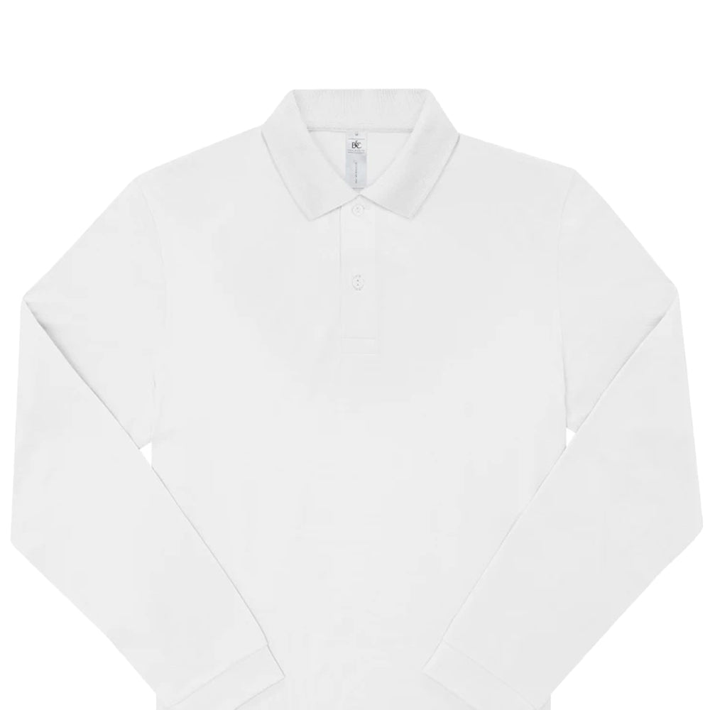White - Back - B&C Mens My Long-Sleeved Polo Shirt