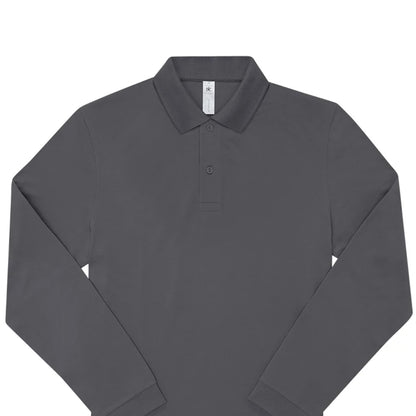 Dark Grey - Back - B&C Mens My Long-Sleeved Polo Shirt