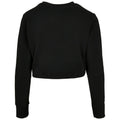 Black - Back - Build Your Brand Womens-Ladies Terrycloth Crop Sweatshirt