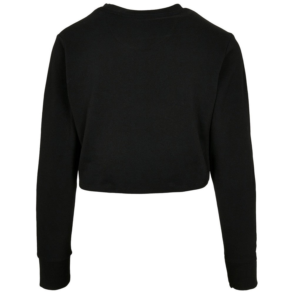 Black - Back - Build Your Brand Womens-Ladies Terrycloth Crop Sweatshirt