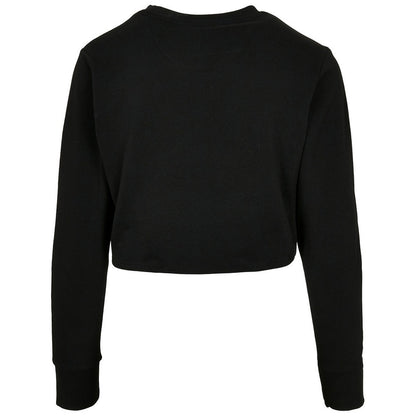 Black - Back - Build Your Brand Womens-Ladies Terrycloth Crop Sweatshirt
