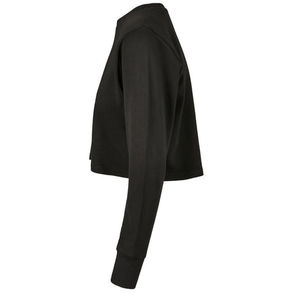 Black - Side - Build Your Brand Womens-Ladies Terrycloth Crop Sweatshirt