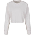 White - Front - Build Your Brand Womens-Ladies Terrycloth Crop Sweatshirt