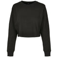 Black - Front - Build Your Brand Womens-Ladies Terrycloth Crop Sweatshirt