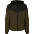 Dark Olive-Black - Front - Build Your Brand Mens Tech Two Tone Jacket