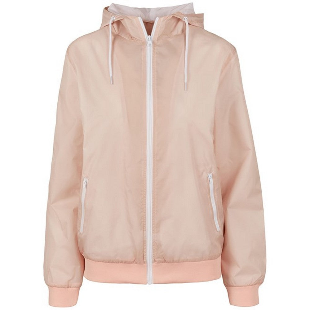 Light Pink-White - Front - Build Your Brand Womens-Ladies Windrunner Two Tone Jacket