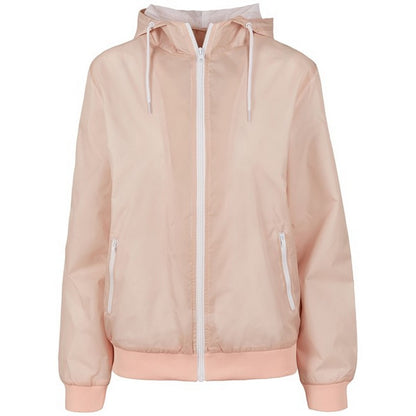 Light Pink-White - Front - Build Your Brand Womens-Ladies Windrunner Two Tone Jacket