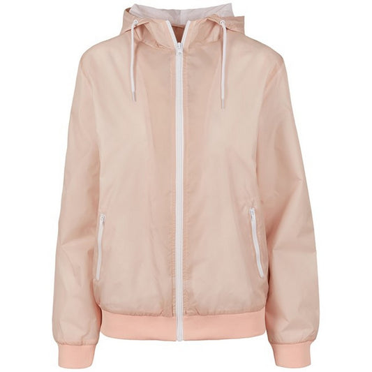 Light Pink-White - Front - Build Your Brand Womens-Ladies Windrunner Two Tone Jacket