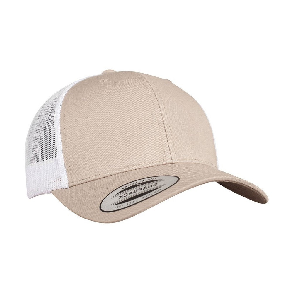 Khaki-White - Back - Flexfit Unisex Adult Retro Two Tone Trucker Cap