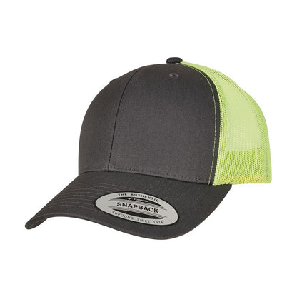 Charcoal-Neon Green - Front - Flexfit Unisex Adult Retro Two Tone Trucker Cap
