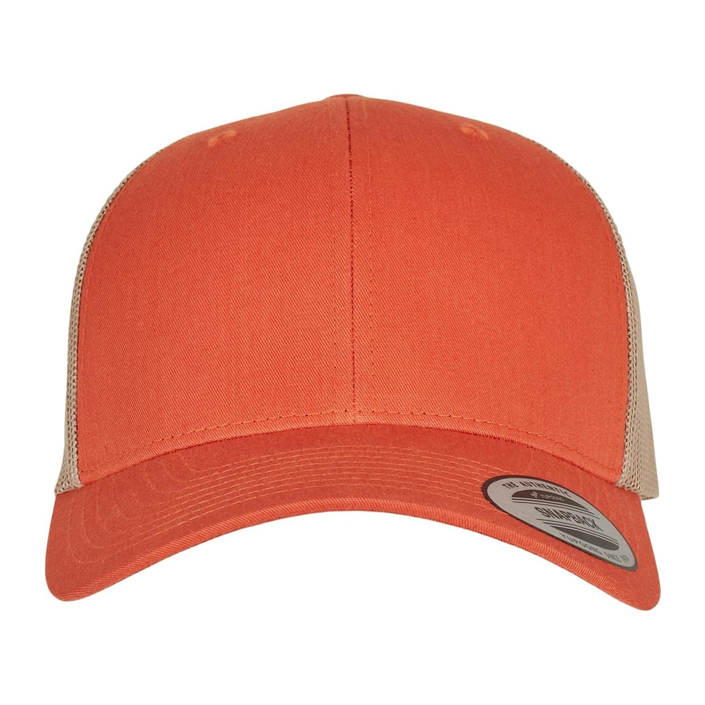 Orange Rust-Khaki - Front - Flexfit Unisex Adult Retro Two Tone Trucker Cap