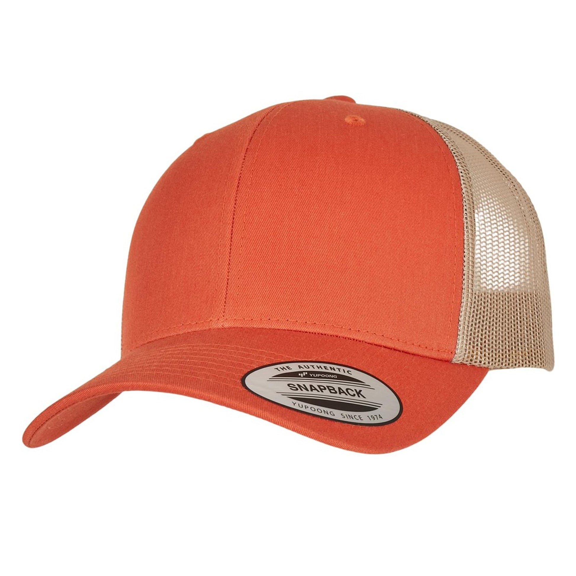Orange Rust-Khaki - Back - Flexfit Unisex Adult Retro Two Tone Trucker Cap