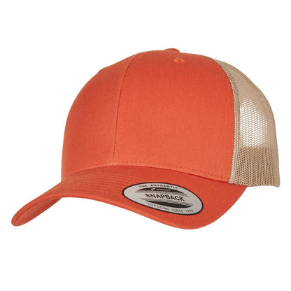 Orange Rust-Khaki - Back - Flexfit Unisex Adult Retro Two Tone Trucker Cap