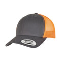 Charcoal-Neon Orange - Front - Flexfit Unisex Adult Retro Two Tone Trucker Cap