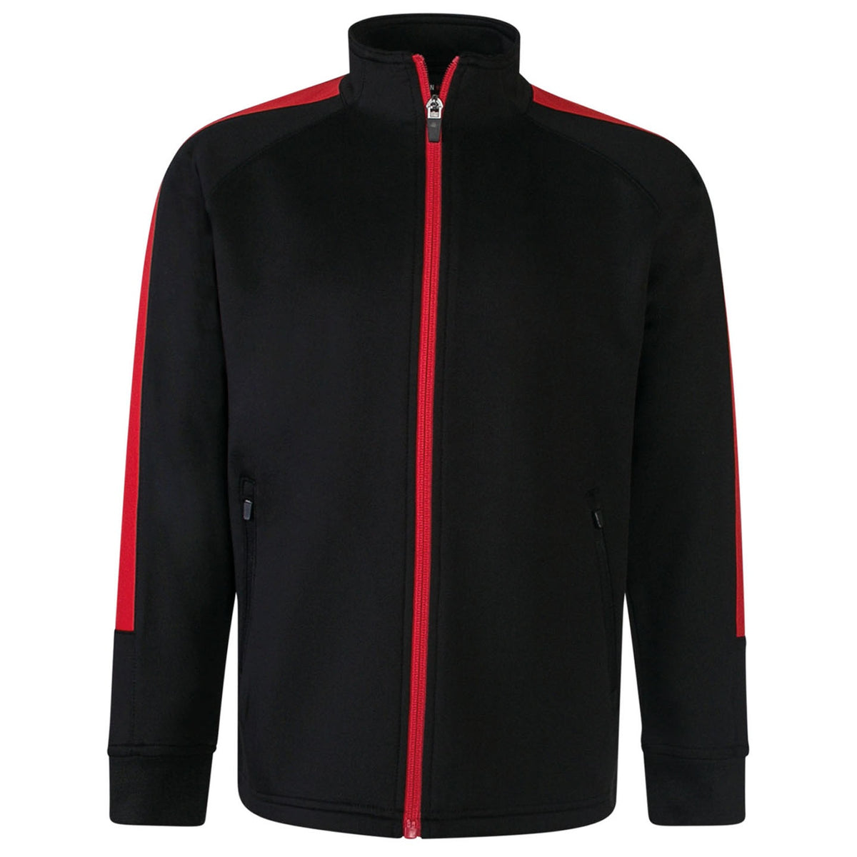 Black-Red - Front - Finden & Hales Childrens-Kids Knitted Track Top