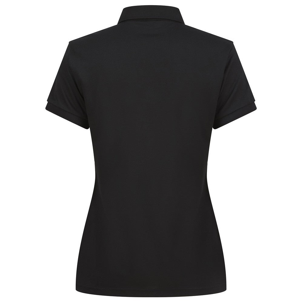 Black - Back - Henbury Womens-Ladies Recycled Polyester Polo Shirt