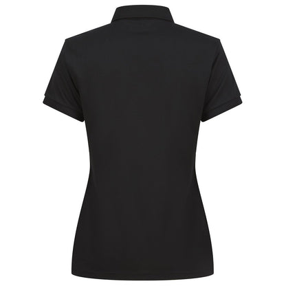 Black - Back - Henbury Womens-Ladies Recycled Polyester Polo Shirt