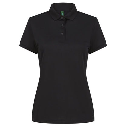 Black - Front - Henbury Womens-Ladies Recycled Polyester Polo Shirt