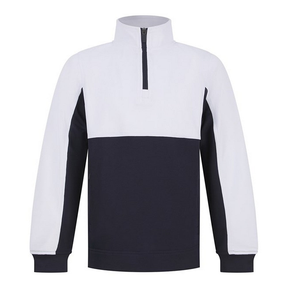 Navy-White - Front - Finden & Hales Childrens-Kids Contrast Panel Track Top